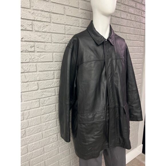 Jos. A. Bank Men Black Leather Jacket With Quilted Lining Size XXL - Picture 5 of 15